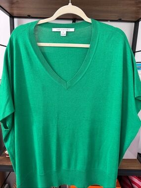 Diane Von Furstenberg Bright Green V-Neck Knit Pullover